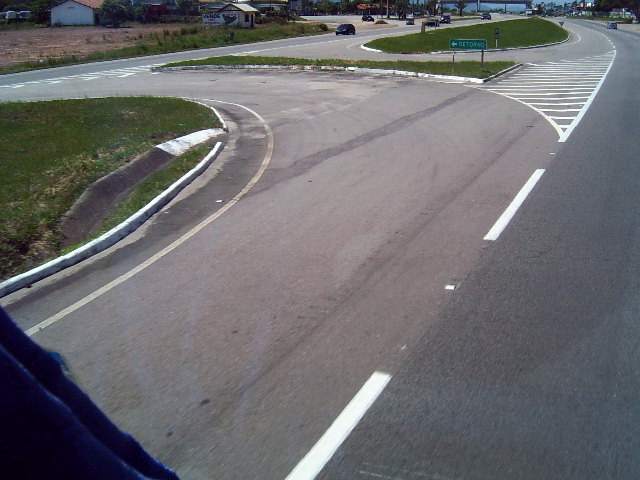 Rodovia BR-101 in Santa Catarina - highway in Brasil with turning lane